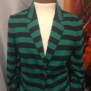Navy and Green One Button Blazer